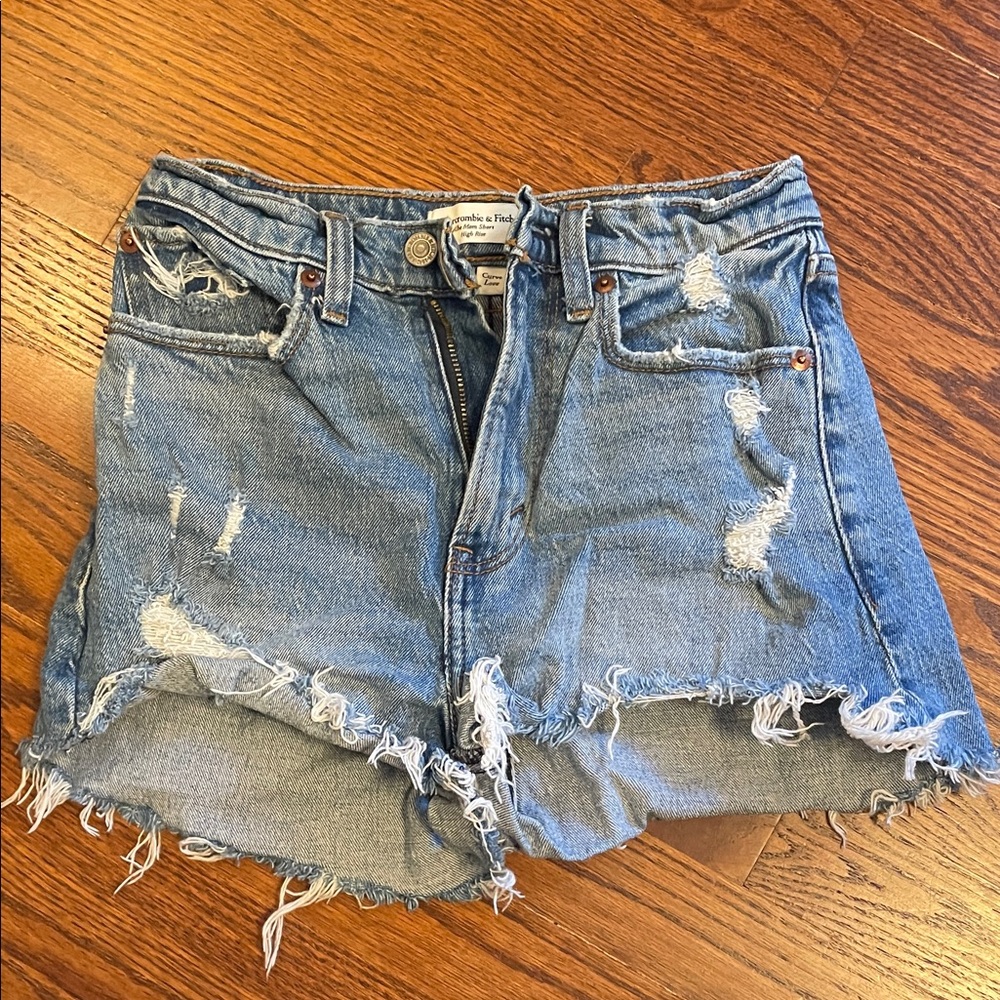Abercrombie & Fitch Distressed Blue Denim Shorts